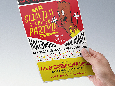 Slim Jim Party celebrate character event flyer illustration party poster print retro vintage