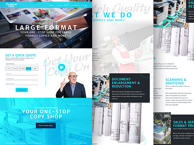 Copy Shop clean copy design homepage nav print quote ui ux video website