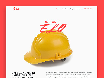 Company Page company construction contractor electrician homepage modern nav red ui web website white