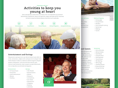 Assisted Living Lifestyle assisted living design family homepage nav retirement ui ux website