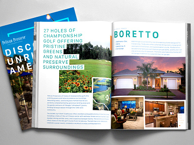 Unrivaled Amenities book brochure cover design golf home luxury magazine page print real estate