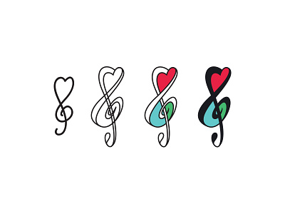 Mark Progression brand clean clef note design heart id logo love mark music wip