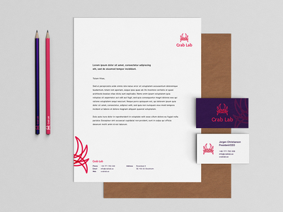 Brand Collateral brand cards crab design id illustration lab letterhead logo mark stationery type