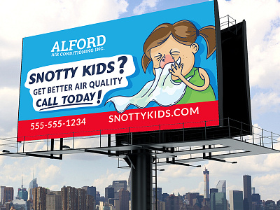 Snotty Kids billboard collateral commercial design girl illustration marketing print