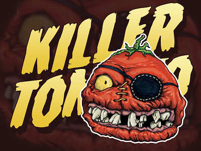 Killer Tomato design illustration monster poster print retro sticker tomato vintage