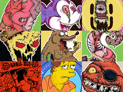 Best of 2017 cartoon demon design icon illustration meat popsicle monster pizza print scifi sticker zombie