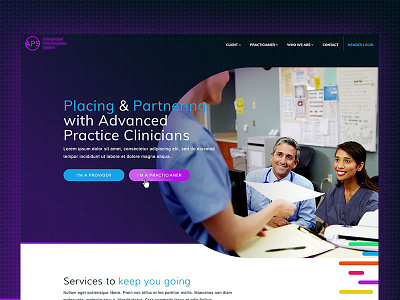 Medical Careers Homepage blue career colors design gradient home homepage job medical page purple staff