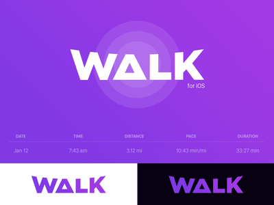 Walk Logo app brand color design gradient icon id ios logo mark type typography