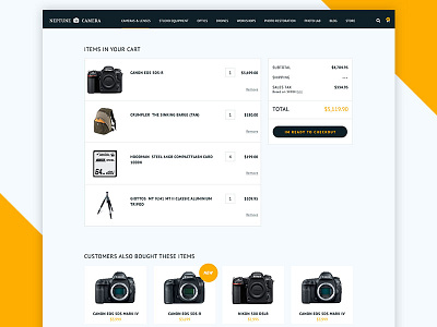 Check Out camera cart design ecommerce page photo products shop store web website