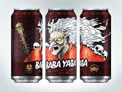 Baba Yaga Beer Can beer brand can design halloween illustration label monster print skulls witch
