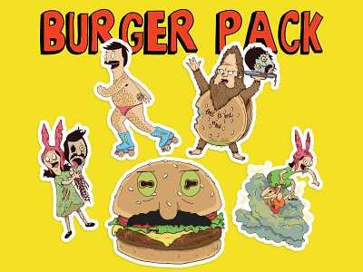 Burger Pack cartoon cartoon design character decals drawing illustration monsters print sticker zombies