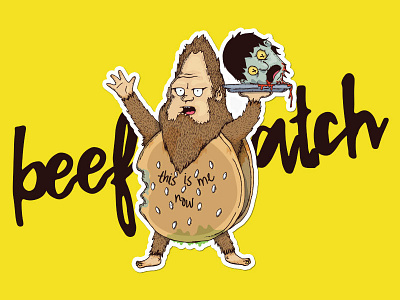 Beefsquatch beefsquatch bigfoot character design drawing illustration monster print sticker zombie