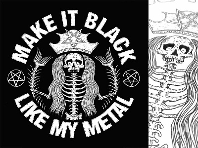 Metalbux Illustration design drawing illustration metal print print design shirt skeleton skull starbucks stickermule