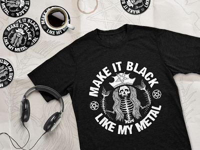 MetalBux Shirt black black white brand branding coffee design metal music print shirt skeleton skull