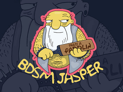 BDSM Jasper cartoon character drawing illustration logo lowbrow print retro simpsons sticker sticker design