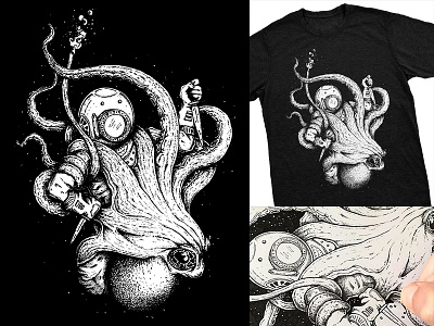 Tentakiller art brand branding design drawing illustration kraken octopus print prints shirt