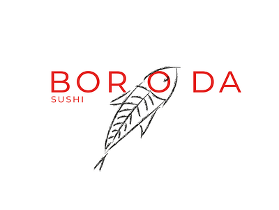 logo boroda sushi branding fish illustration logo red redesign sushi typography vector