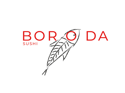 logo boroda sushi branding fish illustration logo red redesign sushi typography vector