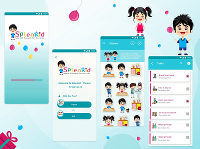 SplenKids education illustration kids mobile app ui ux