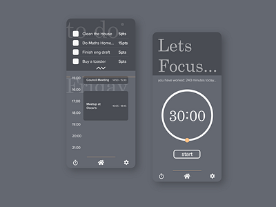 A simplistic organization and timer app UI Design