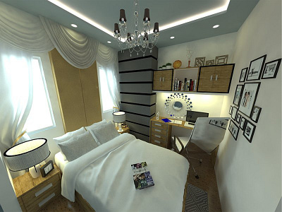 3d Bedroom interior design sketchup vray