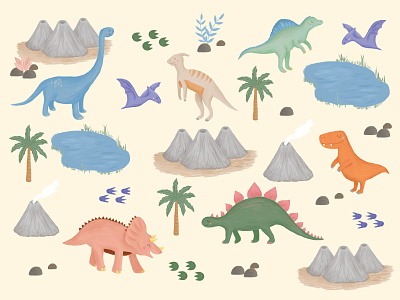 Dinosaur pattern illustration cute art cute illustration dinosaur dinosaurs illustration kids illustration pattern pattern design