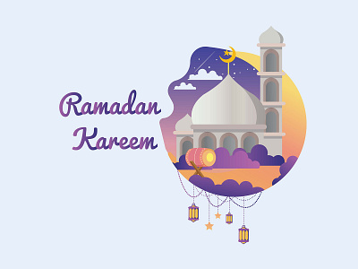 Ramadan Kareem Flat Illustration arabian arabic background card celebration culture design eid greeting illustration islam islamic kareem month mosque mubarak muslim ramadan religion vector