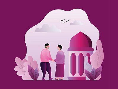 Flat Illustration Eid Mubarak