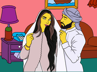 Yellow Cartoon Character for Farah Dhukai and Her Husband