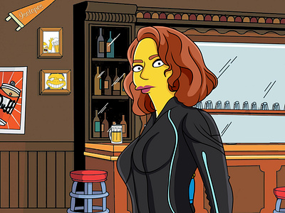 Yellow Cartoon Character Black Widow