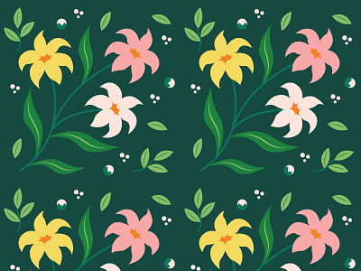 Flower Seamless Pattern art design flat floral flower icon illustration minimal pattern seamless vector website