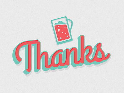 Cheers! beer flat icon lettering texture thanks typography