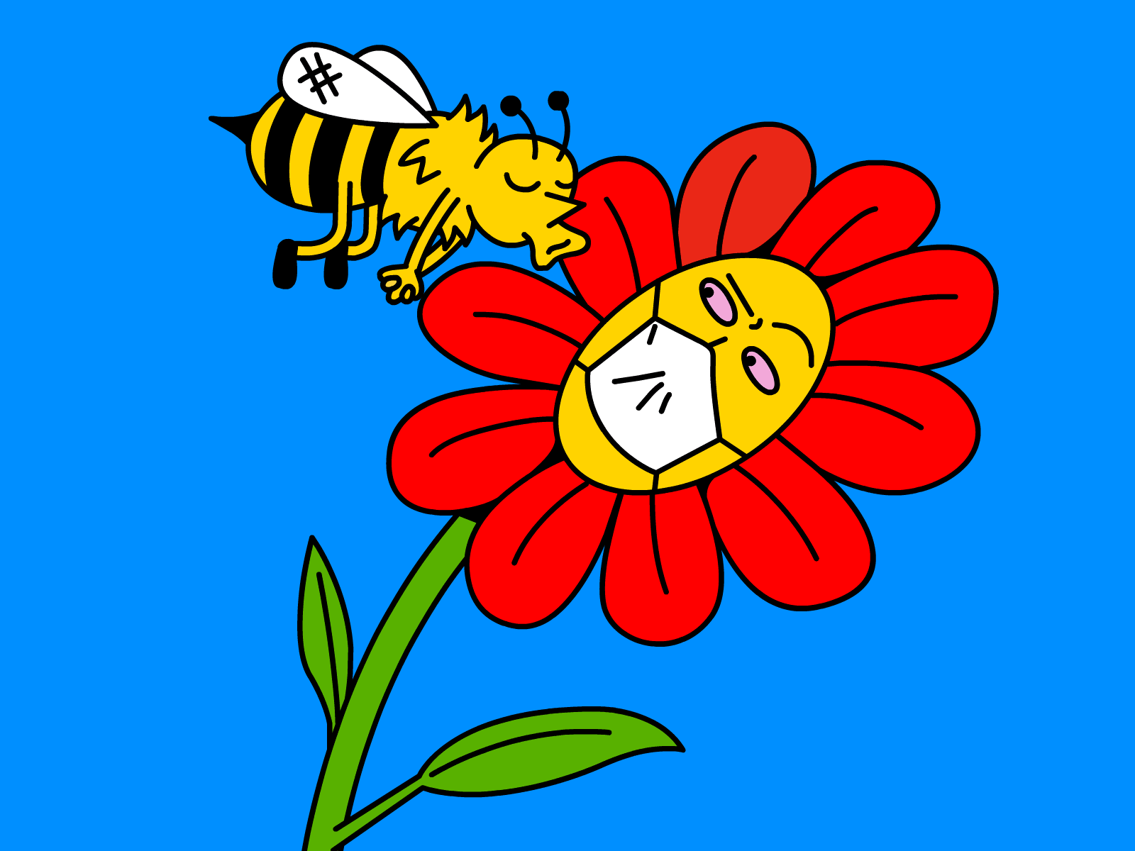 Social Distance animated gif animation bee flower illustraion