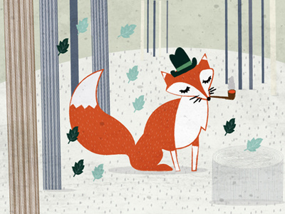 Fox fall fox hat illustrator leaves