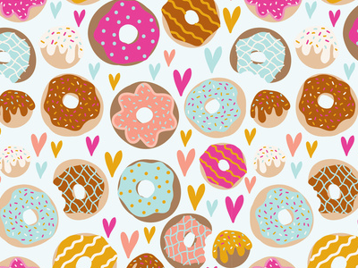 Donut love art conversational cute dessert donut donuts food illustration pattern print pattern surface design