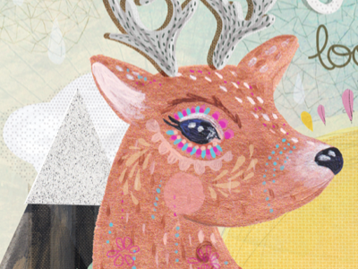 go softly animal art collage deer illustration nature pattern texture