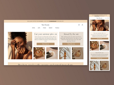 Siria Beauty beauty brown desktop ecommerce figma landing page makeup mobile mobile design neutral skincare summer web design