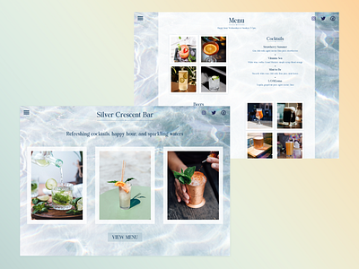 Silver Crescent Bar bar blue drinks figma green landing page menu ui design ux web web design