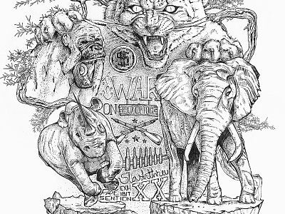 War on Poaching animals ink nature pencil typography