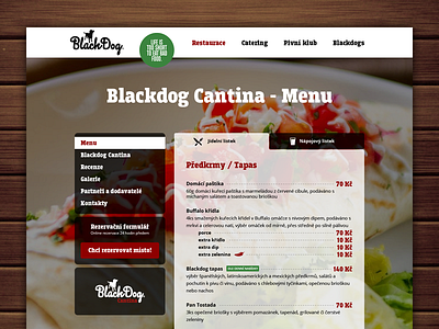 Blackdog Menu black dog menu restaurant ui web website