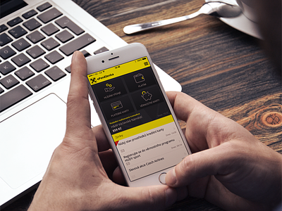 Raiffeisenbank ePenezenka (eWallet) app bank cards finance iphone mobile payment raiffeisenbank wallet yellow