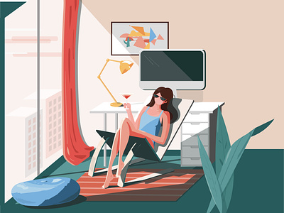 Home Vacation 🕶🍹 home office illustration quickie random vacation vetor