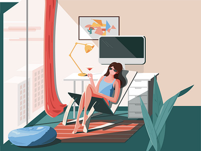 Home Vacation 🕶🍹 home office illustration quickie random vacation vetor