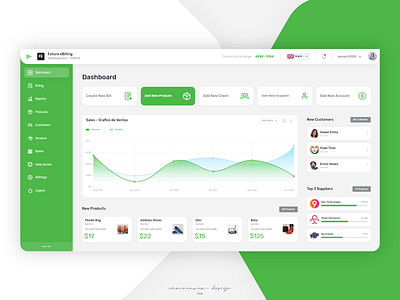 Future eBilling crm portal dashboard design inventory management web app