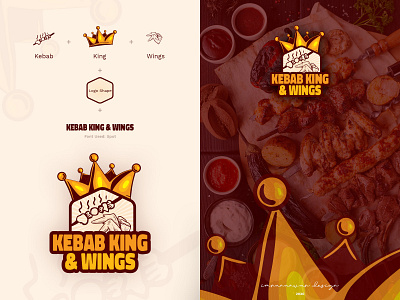 Kebab King and Wings branding illustration logo design vector