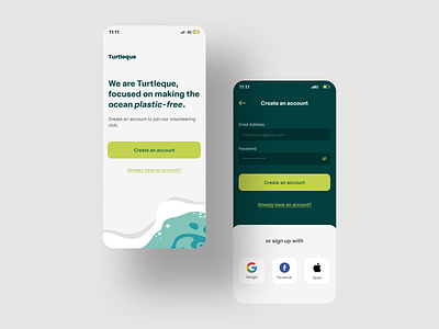 Turtleque App app appdesign dailyui design figma illustration mockups nature sustainable app ui ux