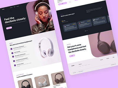 h.zone Landing Page UI/UX Design appdesign branding design figma illustration landing page logo mockups music landing page sound ui ux ux ui