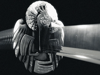 Le Héron Noir 黒 鷺 - Katana 3d animation black white blackandwhite blade blender blender3d heron japan katana logo looping mechanical motion motion graphics render ronin saber samurai tsuba
