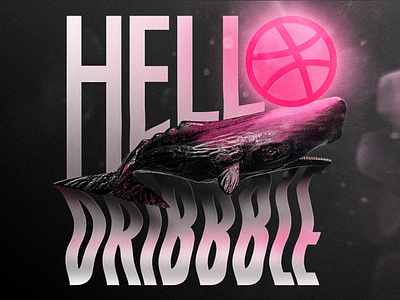 HELLO DRIBBBLE !!! 3d blender blender3d design first firstshot grain hello hello dribbble illustration spermwhale typographic typography