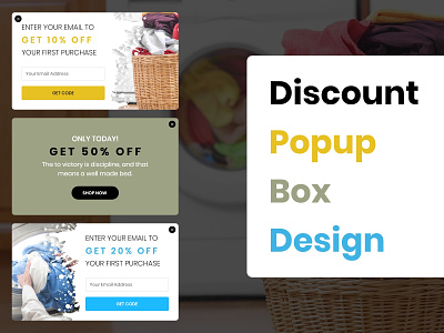 Discount Popup Box Designs box branding design discount ecommerce illustration mockup popup typography ui uidesign uiux ux uxdesign web website